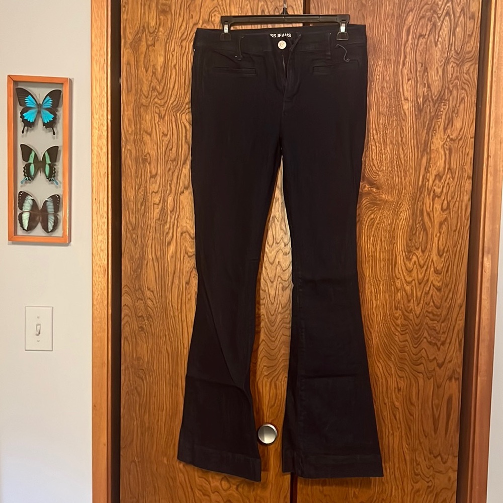 Express Slim Flare Mid Rise Dark Wash Jeans